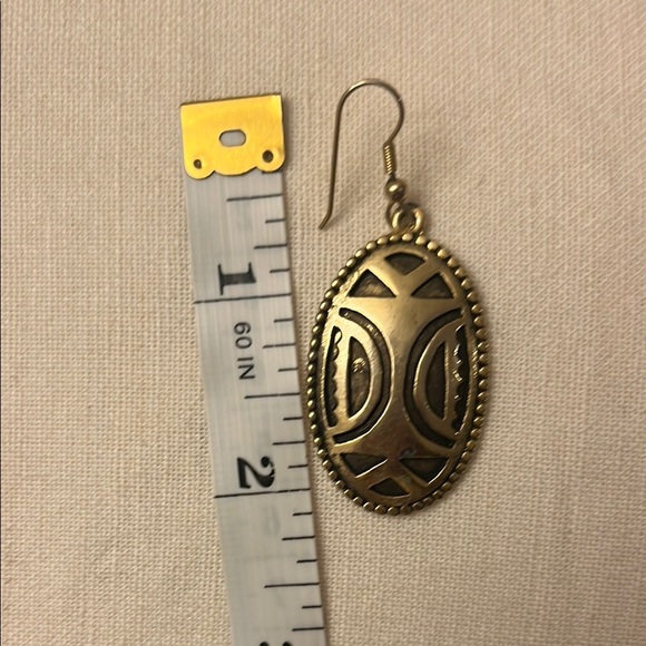 Tribal Drop Earrings Brass Gold - Picture 3 of 3